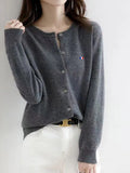 Cardigan Loose Large Size Crewneck Wool Sweater New Blouseo Female Casual Long Sleeve Tops