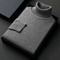 Mens High Quality Knitted Turtleneck Sweater Long Sleeve Breathable Pullover Large Solid Color Warm Streetwear