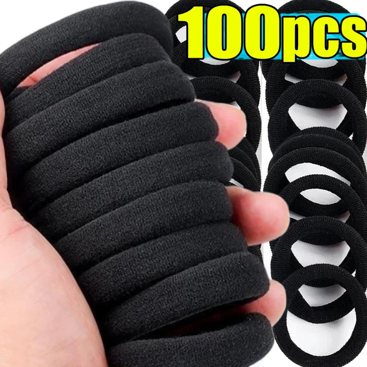 High Elastic Hair Bands for Women Girls Black Basic Hair Tie Headband Simple Ponytail Holder Headwear Hair Accessories