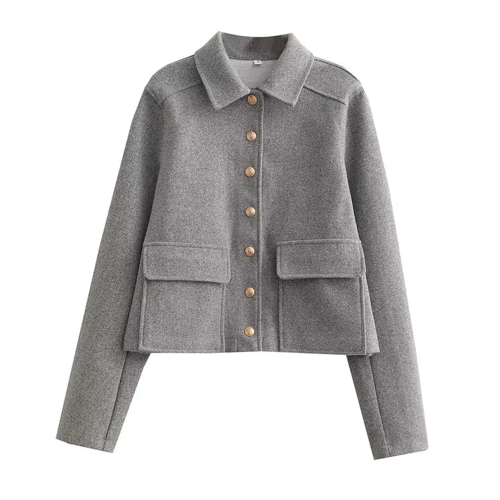 Veste courte à boutons pour femmes, manteau streetwear à manches longues pour femmes, vêtements d'extérieur