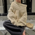 Women Solid One Neck Ribbed Sweater Fashion Off Shoulder Long Sleeve Knitted Pullover Lady Chic Street Knitwear