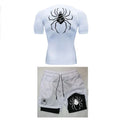 Men Quick Dry Manga Compression Shirt+Gym Shorts 2PCS