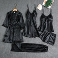 5pcs/Set Silk Robe Sleep Suit Women Home Nightwear Summer Nightdress