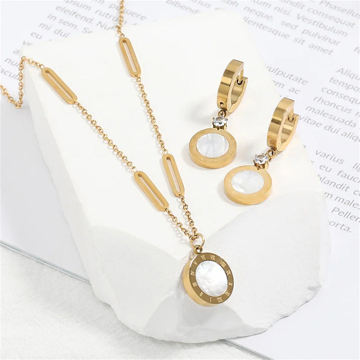 Stainless Steel Earrings Necklace Set for Women