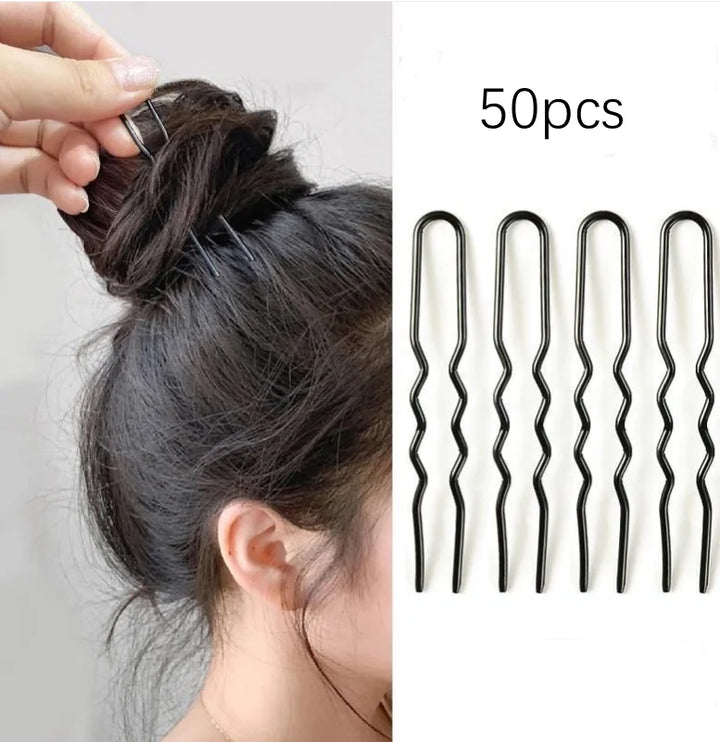 Lot de 50 épingles à cheveux en métal en forme de U pour femmes, accessoires pour cheveux