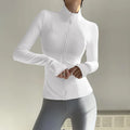 Women Zip Fitness Clothes Long Sleeve Sports Jacket with Pockets Yoga Shirt Quick Dry Gym Top Sunscreen Sportswear Running Coats