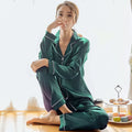 Women Silk Satin Pajamas Pyjamas Set Sleepwear