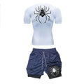 Men Quick Dry Manga Compression Shirt+Gym Shorts 2PCS