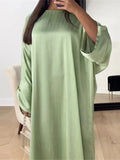 Satin Batwing Abaya Elegante Muslim Kaftan Dress Abayas For Women