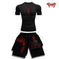 Men Quick Dry Manga Print Rash Guard+Gym Shorts 2PCS