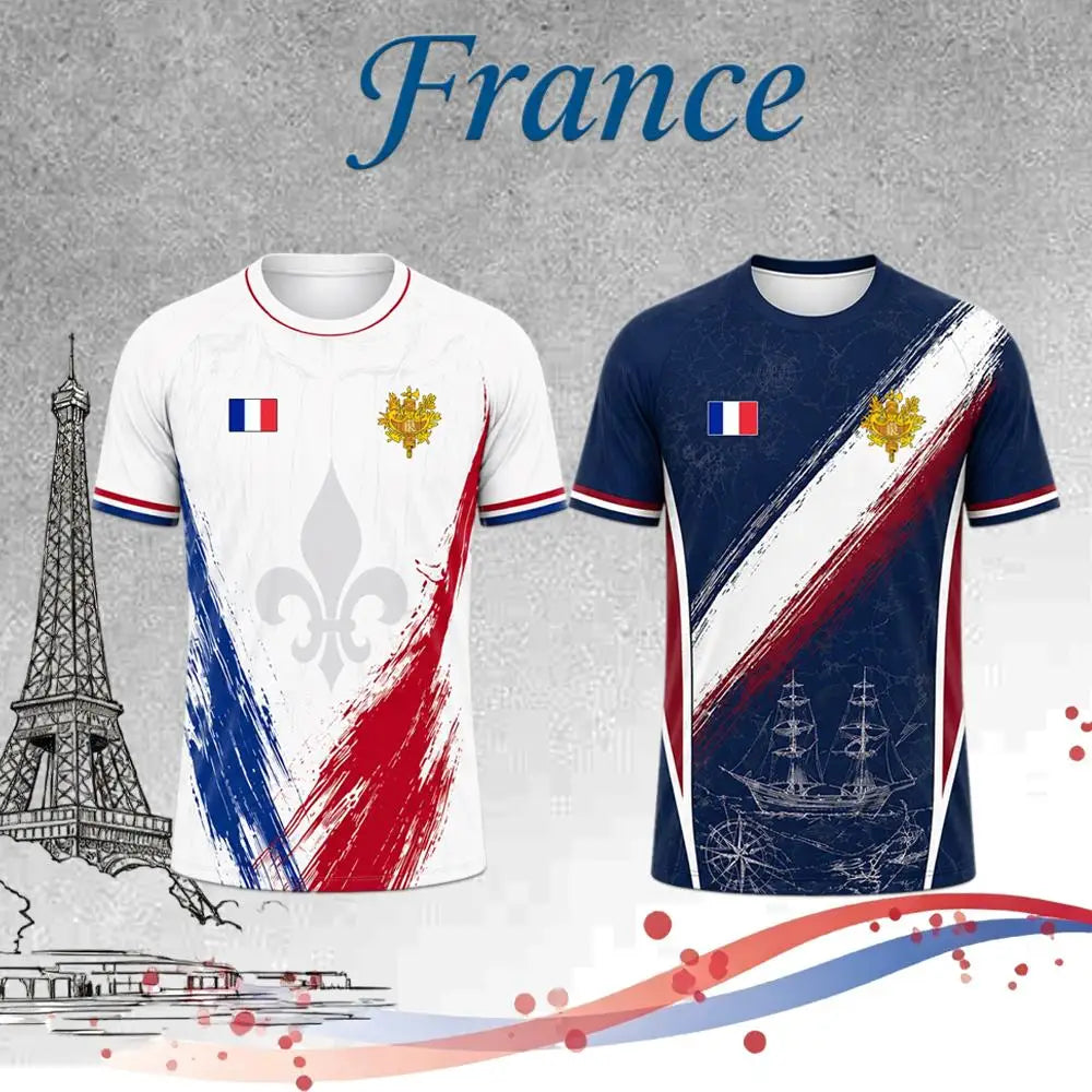 France Flag Soccer T-Shirt 2026 – Quick Dry Sports Tee for Football Fans