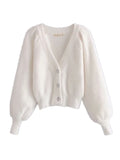 Ensemble vintage style shaggy cardigan blanc fourrure simple boutonnage bouton débardeur tricoté pull pull 1 ensemble