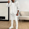 new Waffle men's casual slim-fit hooded long-sleeved cardigan matching color fashion high quality tracksuit