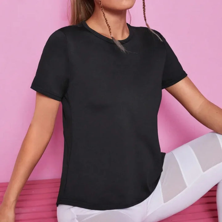 T-shirt de yoga sans couture pour femme, haut court de fitness, d'entraînement, de gym, d'athlétisme, à manches courtes, de yoga, vêtements de sport