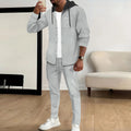 new Waffle men's casual slim-fit hooded long-sleeved cardigan matching color fashion high quality tracksuit