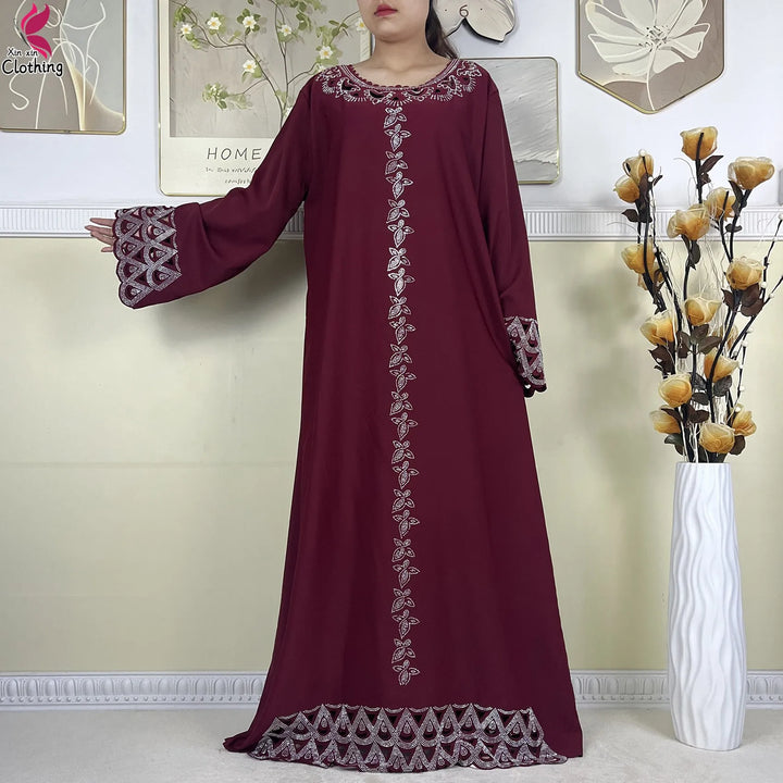 Robe Dashiki en mousseline de soie pour femmes, Abaya longue