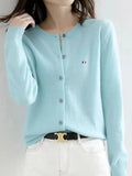 Cardigan Loose Large Size Crewneck Wool Sweater New Blouseo Female Casual Long Sleeve Tops