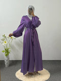 Maxi Dress With Belt Women Jilbabs Women's Clothing Dubai Robe Caftan