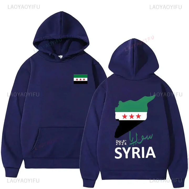 Free Syria Grpahic Sweatshirt for Men Clothes Syria Flag Long Sleeved Street Casual Hoodie Pullovers