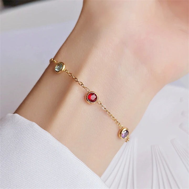 Stainless Steel Chromatic Colour Zircon Pendant Clavicle Necklaces Bracelets Earring