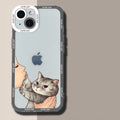 Funny Cute Cartoon Cat Phone Case For iPhone 16 15 14 13 12 11 Pro Max Mini XS X XR SE2020 7 8 Plus Transparent Clear Soft Cover