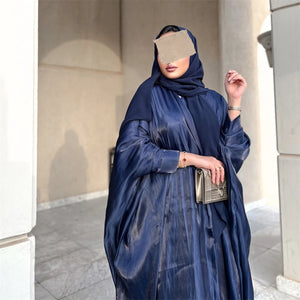 Abayas ouvertes en satin brillant pour femmes