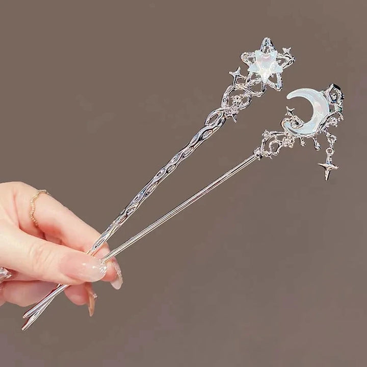 Moonstone Star Moon Hair Sticks for Women Hair Accessories