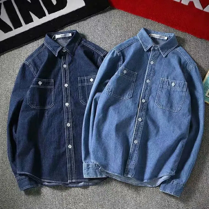 American workwear denim shirt men's