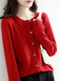 Cardigan Loose Large Size Crewneck Wool Sweater New Blouseo Female Casual Long Sleeve Tops