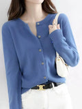 Cardigan Loose Large Size Crewneck Wool Sweater New Blouseo Female Casual Long Sleeve Tops