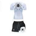 Men Quick Dry Manga Compression Shirt+Gym Shorts 2PCS