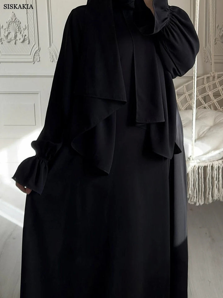 Solid Modest Abaya Muslim Woman