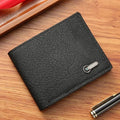 PU Leather Multiple Slot Casual Large Capacity Men Purse Black Coin Wallet Male Business ID Cards Holder Dollar Coin Money Bags