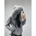 Fur Collar Long-sleeved Sweater Hoodies Coat