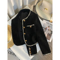 Elegant Women Cropped Quilted Coat Commute Black Blazer Winter