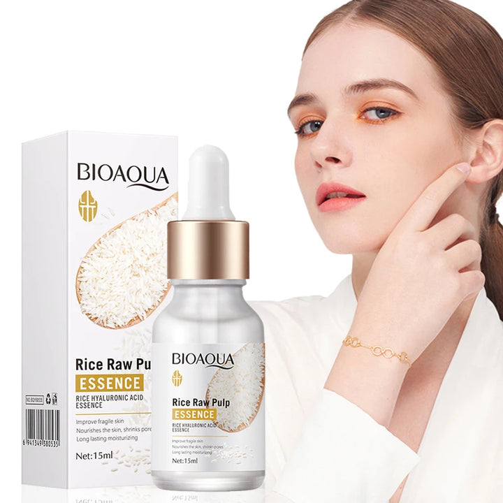 Rice Raw Pulp Serum Hyaluronic Acid Face Essence Nourishing Moisturizing Whitening Anti-Wrinkle Serum Facial Skin Care