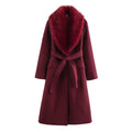 Women's Faux Fur Effect Lapels Blend Coat Jacket