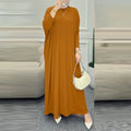 Muslim Women's Long Sleeve Solid Color Dress