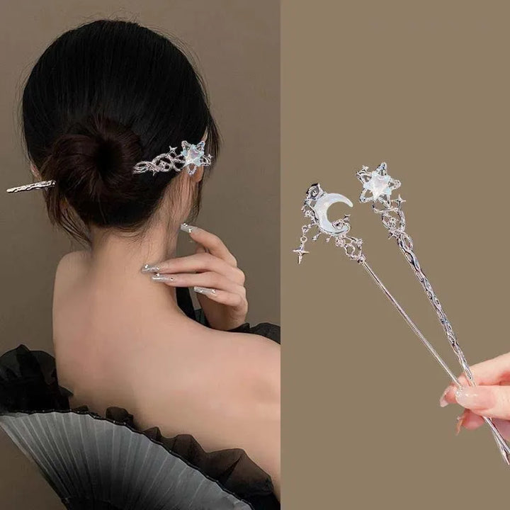 Bâtons de cheveux en pierre de lune et étoile pour femmes, accessoires pour cheveux