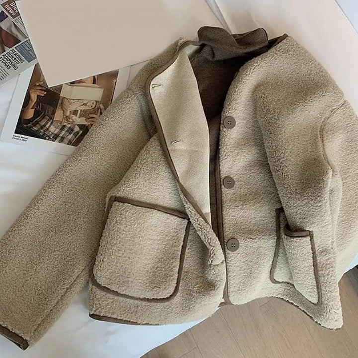 Veste pour femme Veste ample pour femme Élégant manteau cardigan à col rond pour femme Épais et chaud