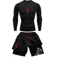 Men Quick Dry Manga Print Rash Guard+Gym Shorts 2PCS