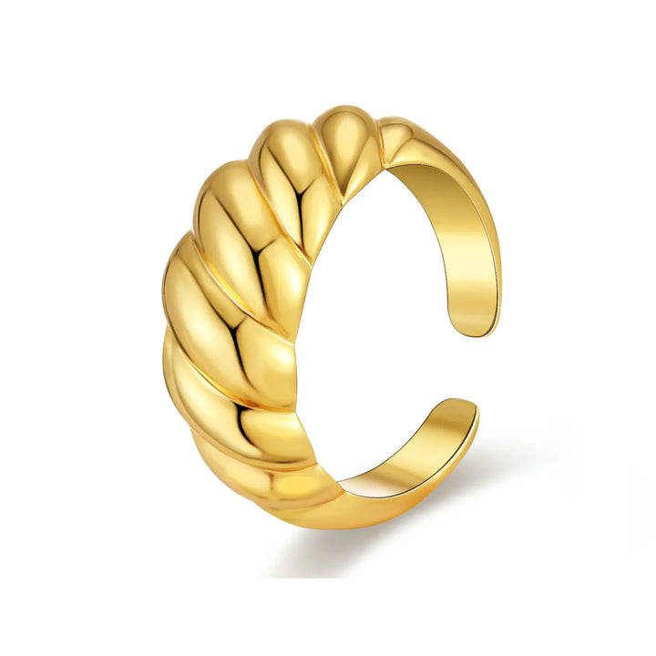 18K Gold Plated Stainless Steel Ring Croissant Rings for Women