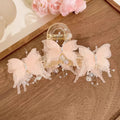 15CM  Large Shark Clip Hair Claw For Women Pearl Butterfly Hair Crab Clip Women's Back Of Head Summer Forest Style Hair Clip