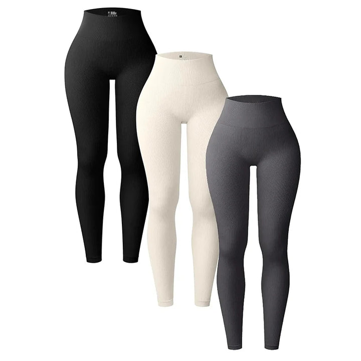 Pantalon de yoga en fil tricoté sans couture pour femme, legging de sport taille haute, levage des hanches, entraînement de course, amincissant et à la mode