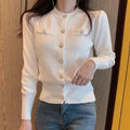 Korea Long Sleeve Fashion Women Cardigans Sweater Knitted Coat Short Casual Single Breasted Korean Slim Chic Ladies Tops