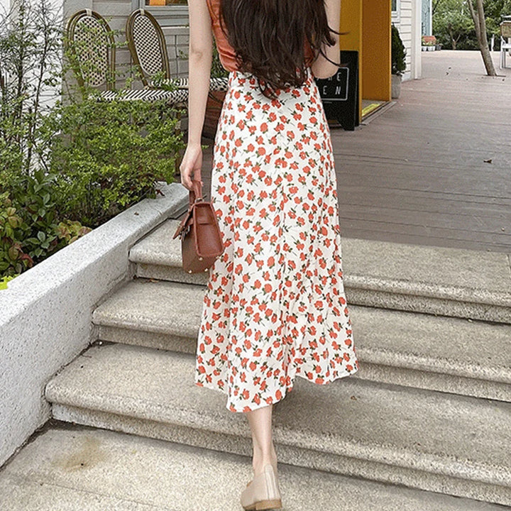 High Waist Elegant Midi Skirts Female