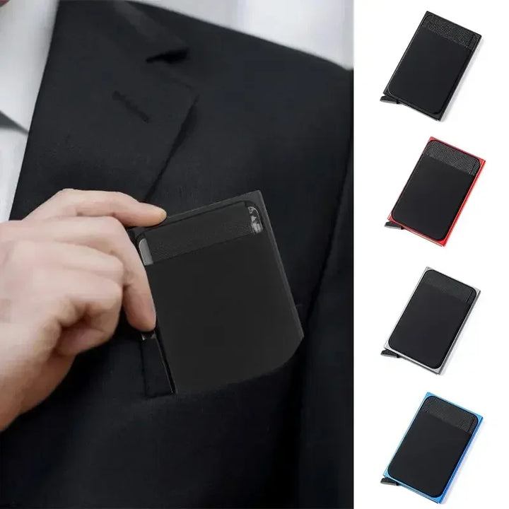 Smart Wallet Card Holder Metal Thin Slim Men Women Wallets Pop Up Minimalist Wallet Small Black Purse Metal