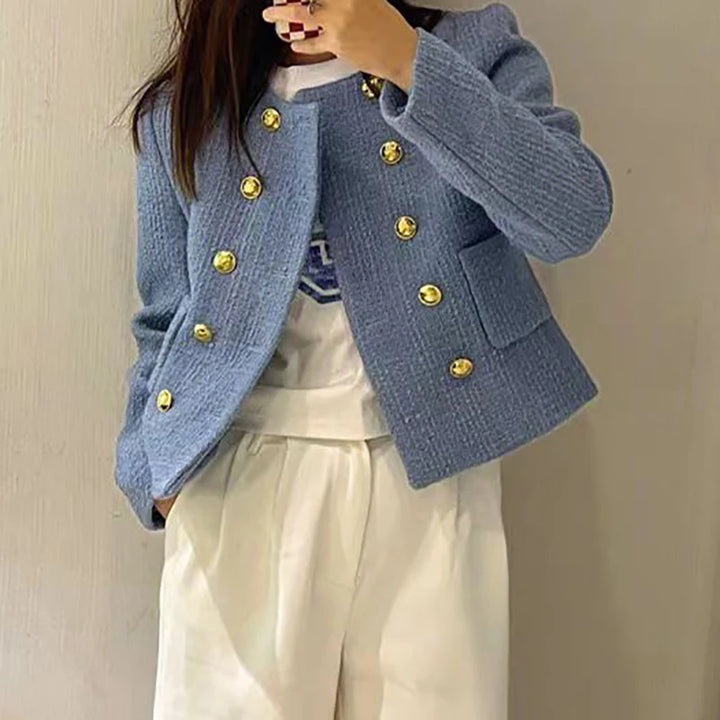 Cardigan Coat Elegant Office Lady Tweed Jacket Fashion Pocket Long Sleeve Solid Outerwears Clothing