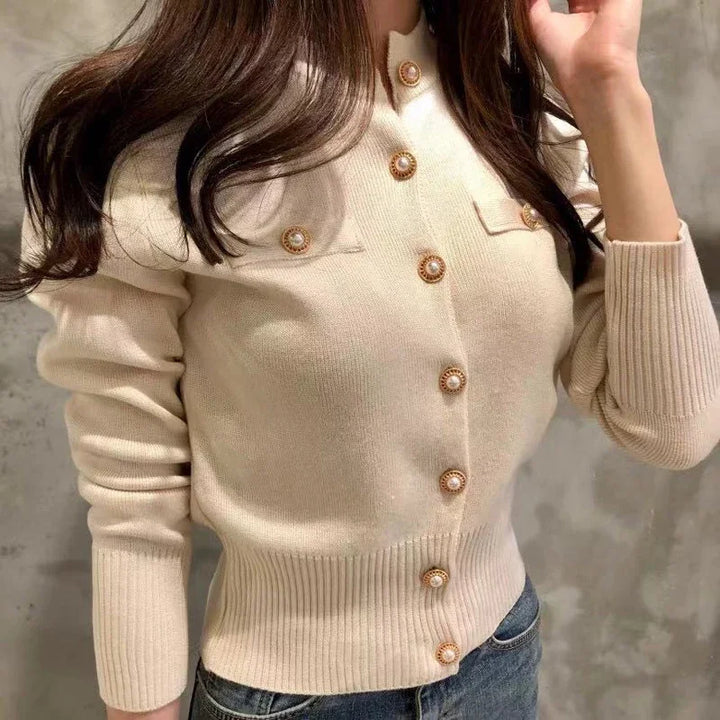 Korea Long Sleeve Fashion Women Cardigans Sweater Knitted Coat Short Casual Single Breasted Korean Slim Chic Ladies Tops