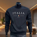 Pull imprimé mode Italie pour hommes T-shirt doux à manches longues pour hommes Sweat à capuche décontracté à col rond pour le sport au quotidien